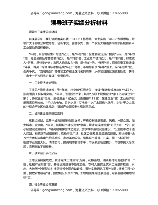 领导班子实绩分析材料