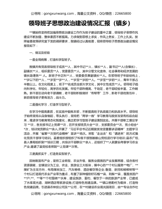 领导班子思想政治建设情况汇报（镇乡）