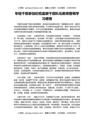 年轻干部参加纪检监察干部队伍教育整顿学习感悟