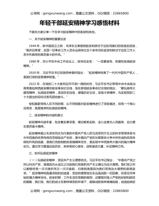 年轻干部延安精神学习感悟材料