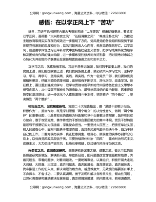 感悟：在以学正风上下“苦功”