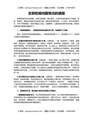 支部检视问题情况的通报