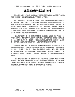 改革创新研讨发言材料