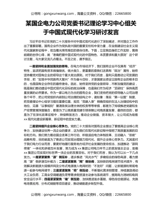 某国企电力公司党委书记理论学习中心组关于中国式现代化学习研讨发言
