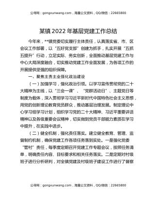 某镇2022年基层党建工作总结
