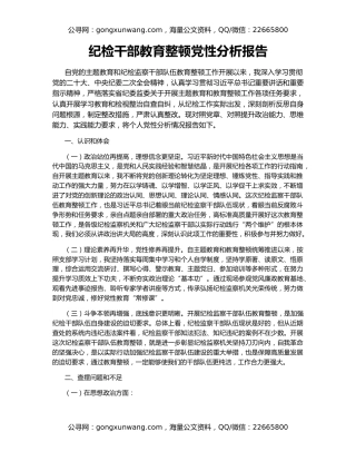 纪检干部教育整顿党性分析报告