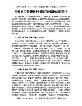 街道党工委书记乡村振兴专题培训班感悟