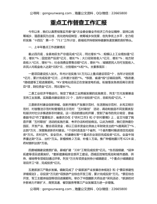 重点工作督查工作汇报