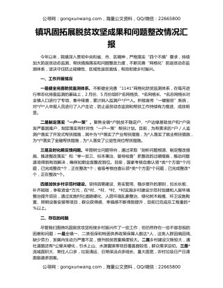 镇巩固拓展脱贫攻坚成果和问题整改情况汇报