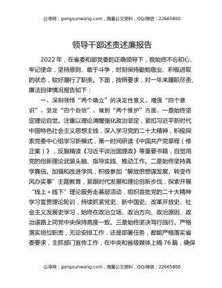 领导干部述责述廉报告