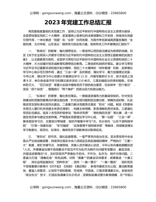 2023年党建工作总结汇报