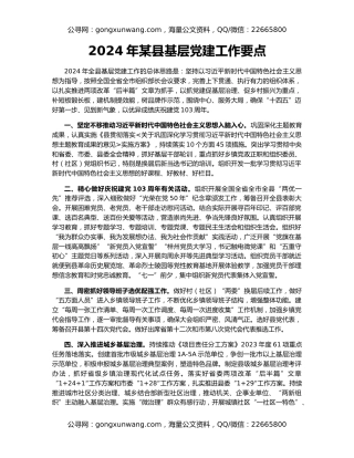 2024年某县基层党建工作要点