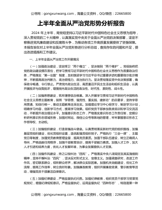 上半年全面从严治党形势分析报告