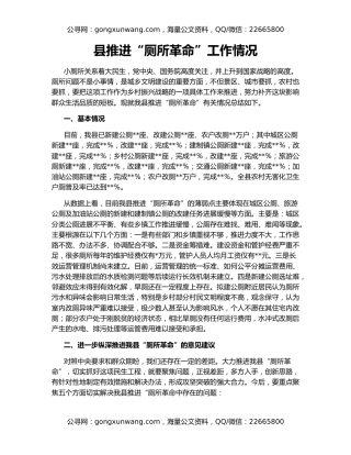 县推进“厕所革命”工作情况