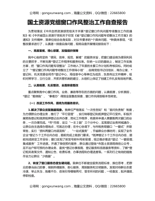 国土资源党组窗口作风整治工作自查报告