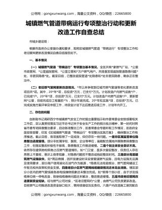 城镇燃气管道带病运行专项整治行动和更新改造工作自查总结