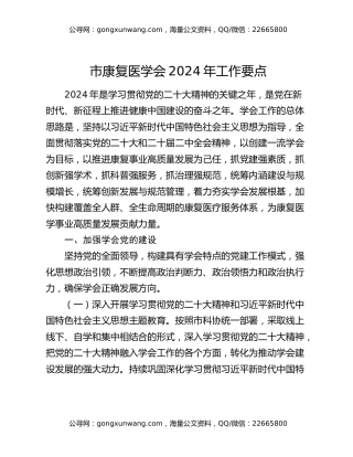 市康复医学会2024年工作要点
