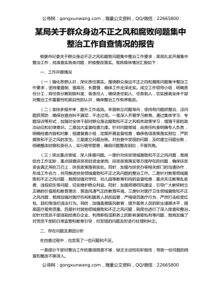 某局关于群众身边不正之风和腐败问题集中整治工作自查情况的报告