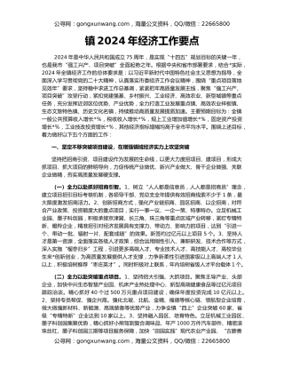 镇2024年经济工作要点