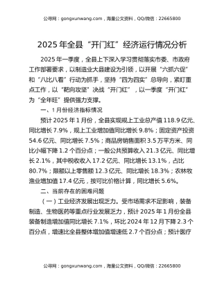 2025年全县“开门红”经济运行情况分析