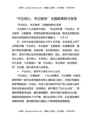 “不忘初心、牢记使命”主题教育研讨发言3