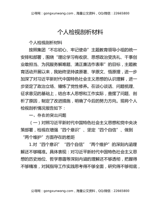 个人检视剖析材料（2）