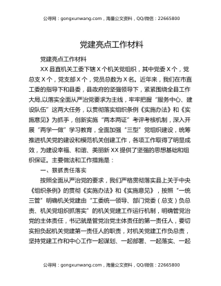 党建亮点工作材料