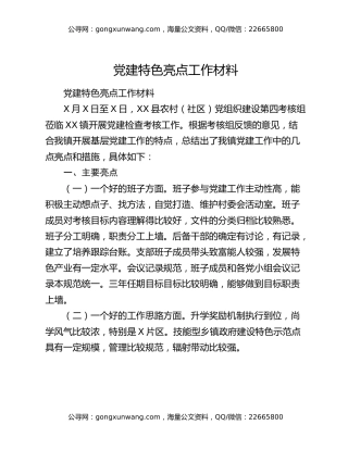 党建特色亮点工作材料（2）