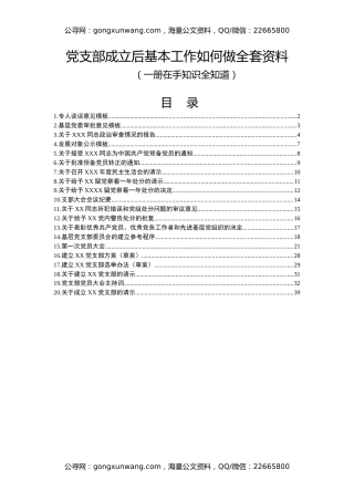 党支部成立后基本工作如何做全套资料