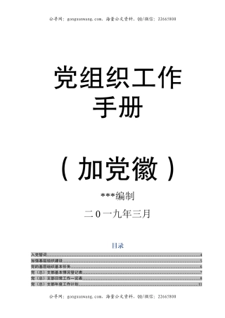 党（总支）支部规范化建设工作手册