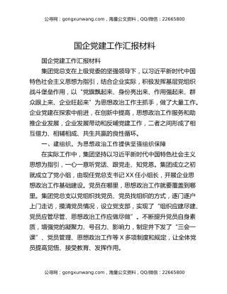国企党建工作汇报材料（2）