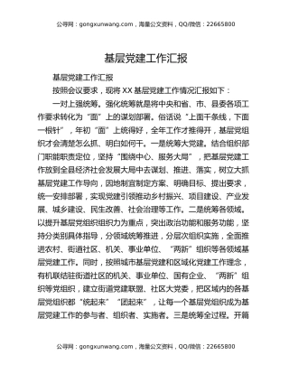 基层党建工作汇报