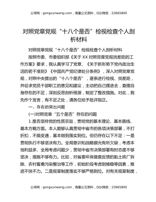 对照党章党规“十八个是否”检视检查个人剖析材料（2）