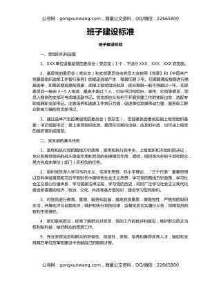 班子建设标准