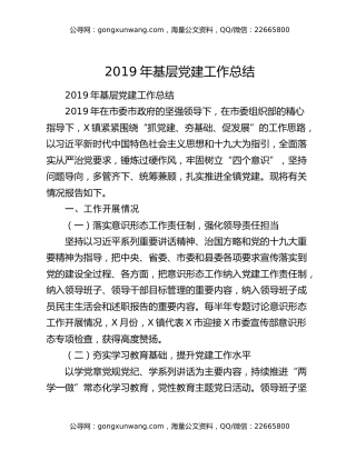 2019年基层党建工作总结