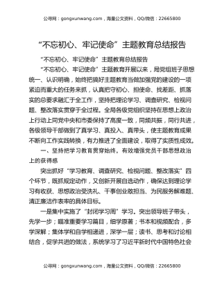 “不忘初心、牢记使命”主题教育总结报告（4）