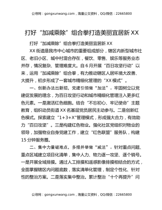 打好“加减乘除”组合拳打造美丽宜居新XX