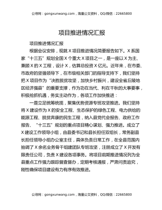 项目推进情况汇报