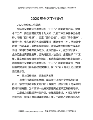2020年全区工作要点