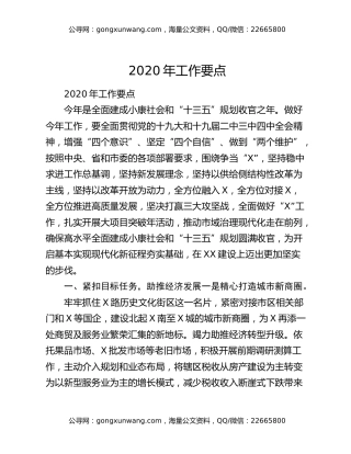 2020年工作要点