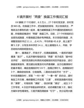 X镇开展村“两委”换届工作情况汇报