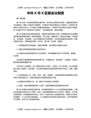中共X市X区委会议制度
