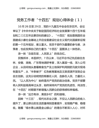 党务工作者“十四五”规划心得体会（1）