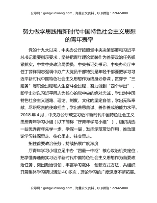 努力做学思践悟新时代中国特色社会主义思想的青年表率