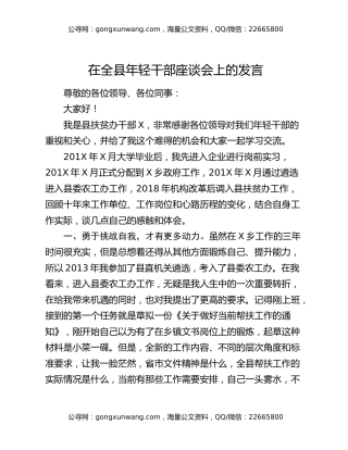 在全县年轻干部座谈会上的发言（2）