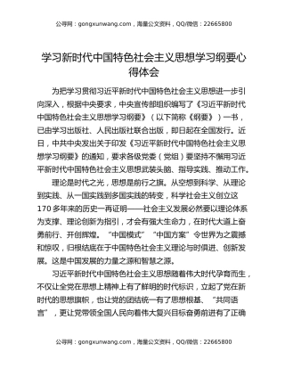 学习新时代中国特色社会主义思想学习纲要心得体会