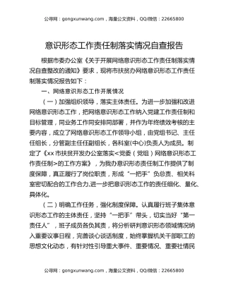 意识形态工作责任制落实情况自查报告