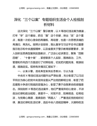 深化“三个以案”专题组织生活会个人检视剖析材料（2）