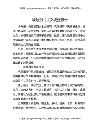 破除形式主义调查报告