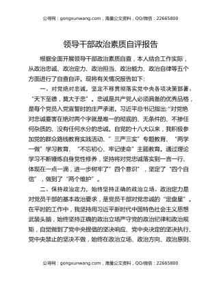 领导干部政治素质自评报告